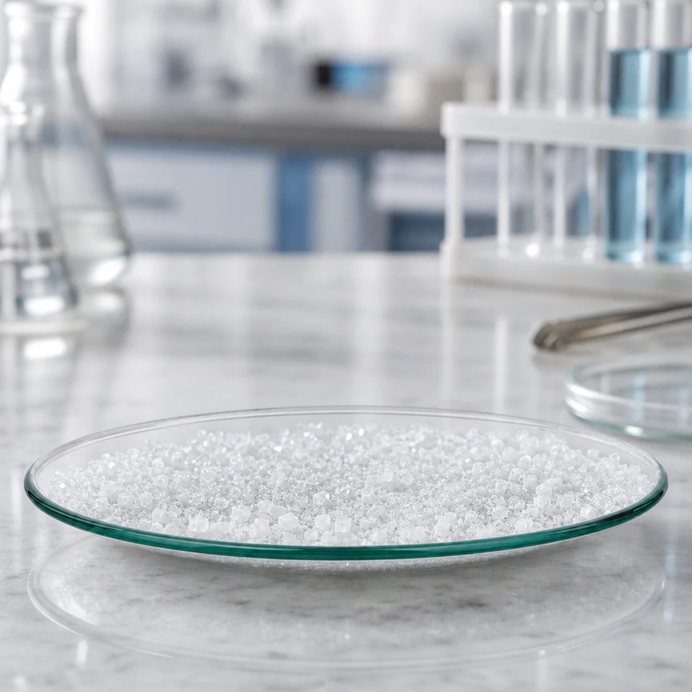 Taça de vidro para relógios ø80 mm Prato de vidro redondo de 80 mm com pó branco em laboratório moderno para experiências químicas