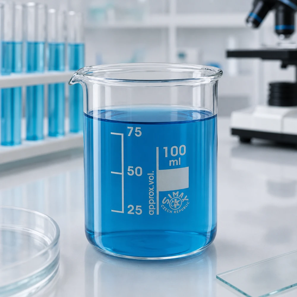 Copo de laboratório de 100 ml de molde baixo em vidro borossilicato resistente ao calor para medições precisas