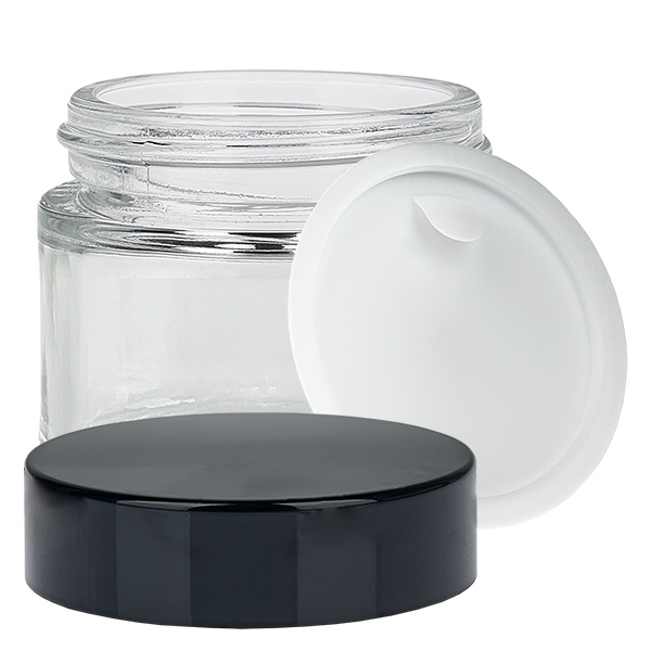 Frasco de vidro transparente de 60 ml com tampa de inserção UNiTWIST Frasco de vidro transparente de 60 ml com tampa de inserção UNiTWIST