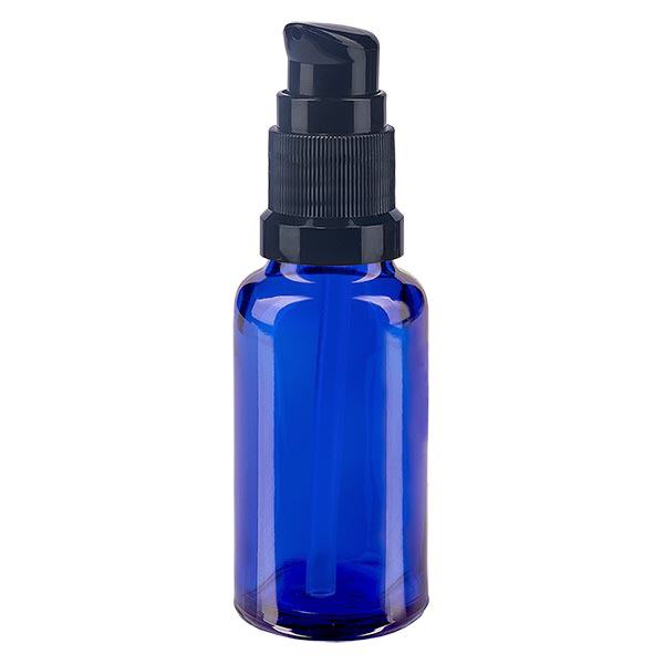 Frasco de farmácia azul 20ml tampa bomba preto standard