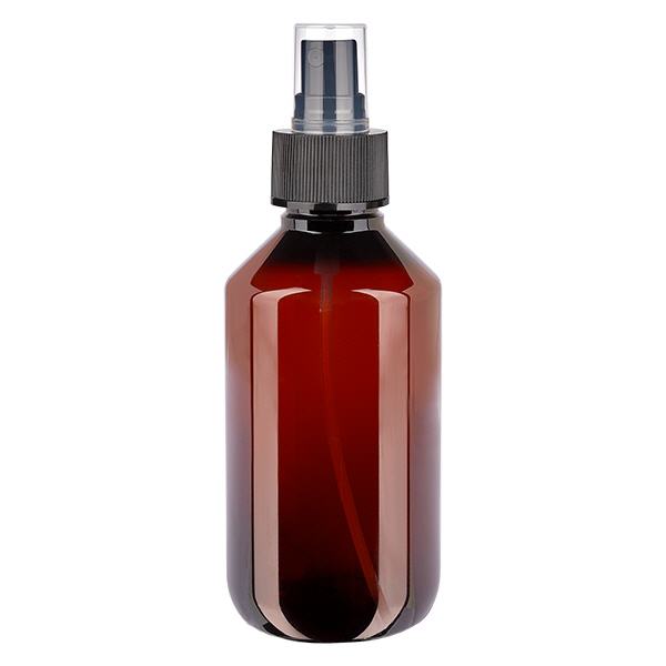 Frasco PET 200ml com atomizador preto Frasco PET 200ml com atomizador preto