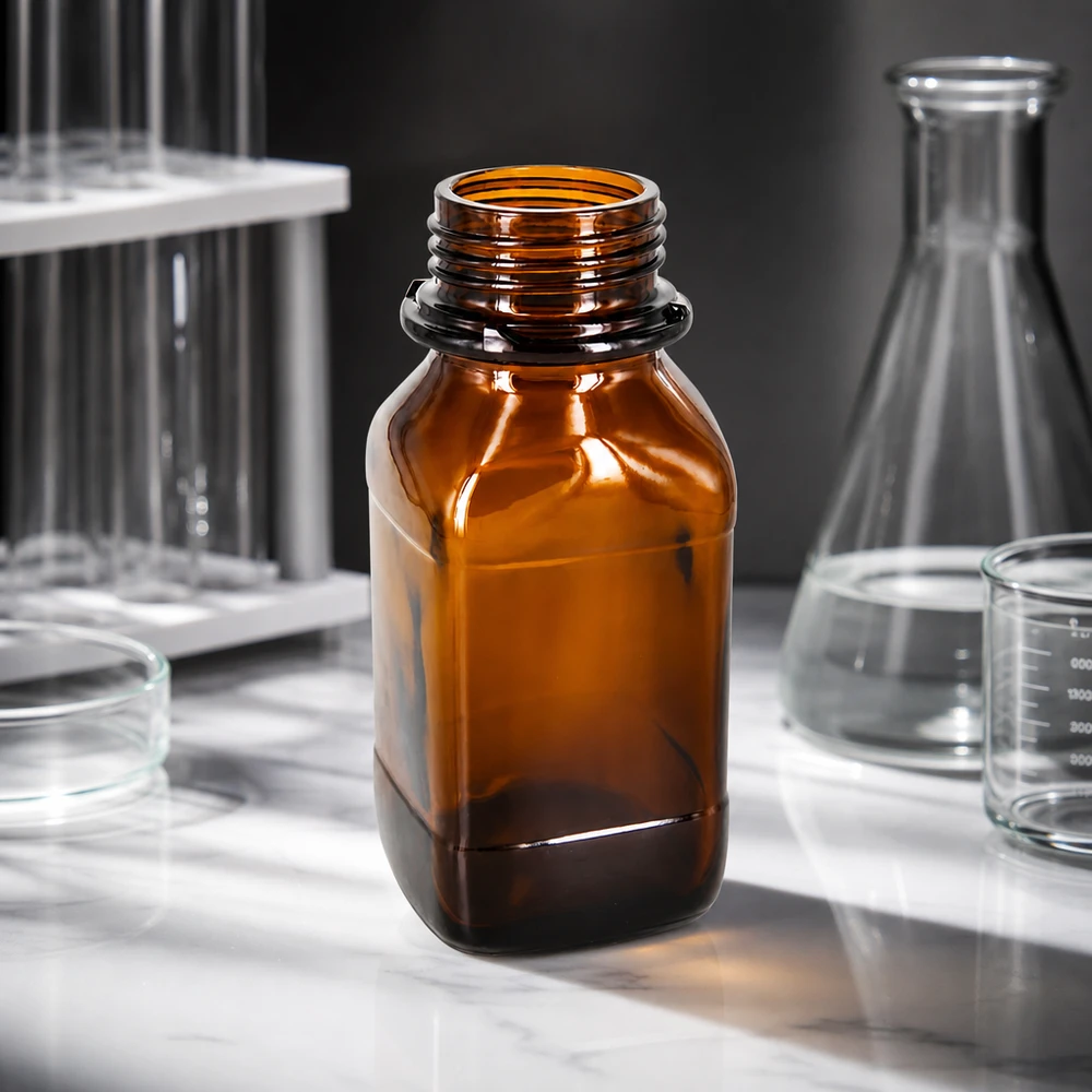 Frasco para produtos químicos de 250ml Frasco de 250 ml com gargalo largo em vidro de laboratório para doseamento e distribuição precisos de produtos químicos