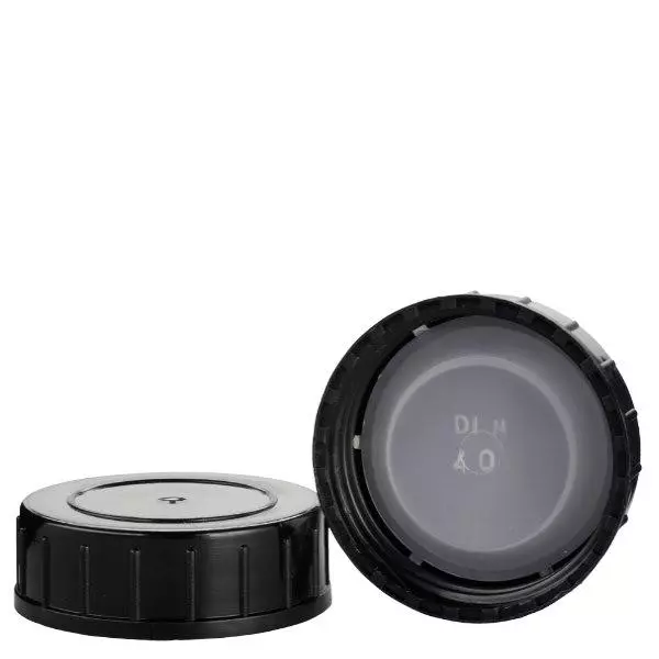 Tampa de rosca preta feita de polipropileno N 40mm (DIN 40) Tampa de rosca preta feita de polipropileno N 40mm (DIN 40)