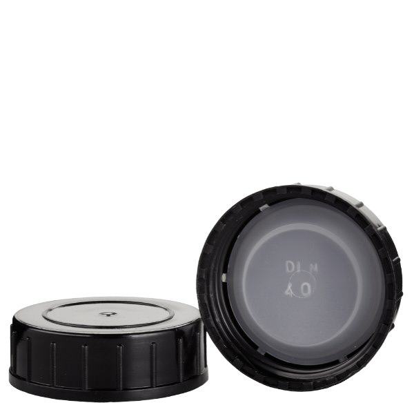 Tampa de rosca preta feita de polipropileno N 40mm (DIN 40) Tampa de rosca preta feita de polipropileno N 40mm (DIN 40)