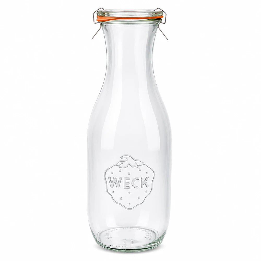 Garrafa de sumo WECK 1062ml em vidro com tampa basculante e anel de borracha completa RR60 transparente claro