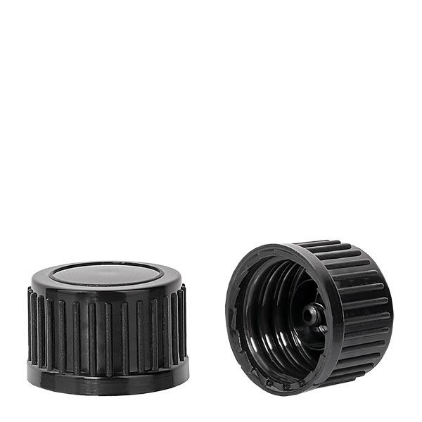 Tampa de rosca preta 18mm standard Tampa de rosca preta 18mm standard