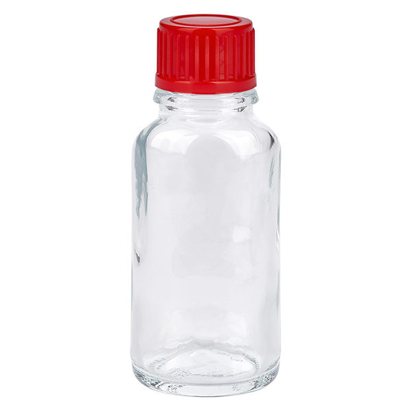 Frasco de 20 ml com tampa de rosca de 11 mm vermelha Standard ClearLine UT18/20 Frasco de 20 ml com tampa de rosca de 11 mm vermelha Standard ClearLine UT18/20