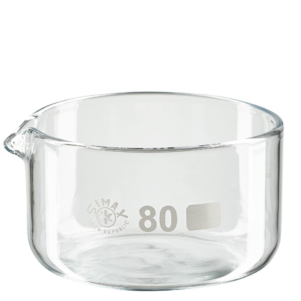 Taça de cristalização de 150ml com bico em borosilicato ø80mm