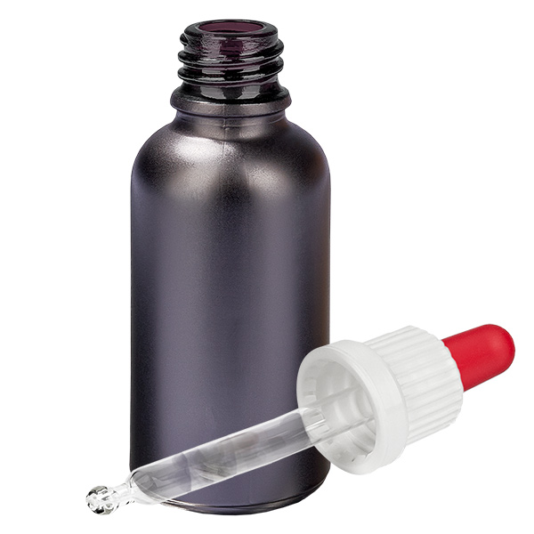 Frasco pipeta de 30 ml branco/vermelho com tampa inviolável BlackLine UT18/30 Frasco pipeta de 30 ml branco/vermelho com tampa inviolável BlackLine UT18/30