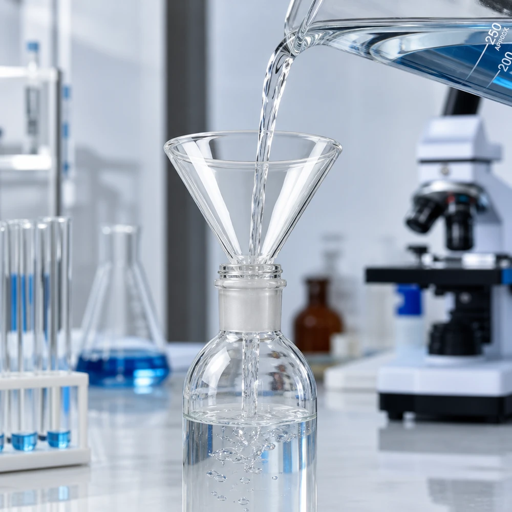 Funil ø75mm borosilicato ângulo 60 estilo curto Funil de vidro transparente Cabo curto de 75 mm em borossilicato de alta qualidade para um trabalho limpo
