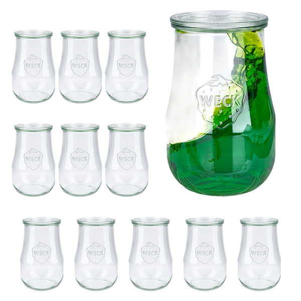 Conjunto de 12 frascos Weck frascos de tulipa de 1750ml com 12 tampas de vidro