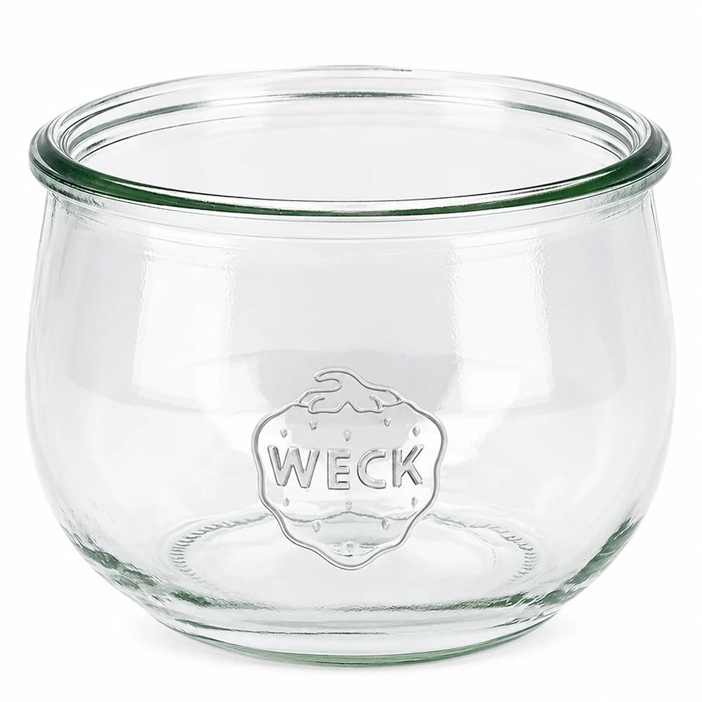 Frasco tulipa WECK de 580 ml RR100 Frasco de conserva em vidro transparente com o logótipo WECK e curva em forma de tulipa