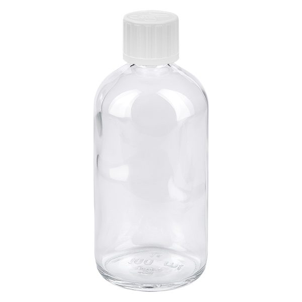 Frasco conta-gotas de 100 ml com tampa standard branca de 1,2 mm resistente a crianças ClearLine UT18/100