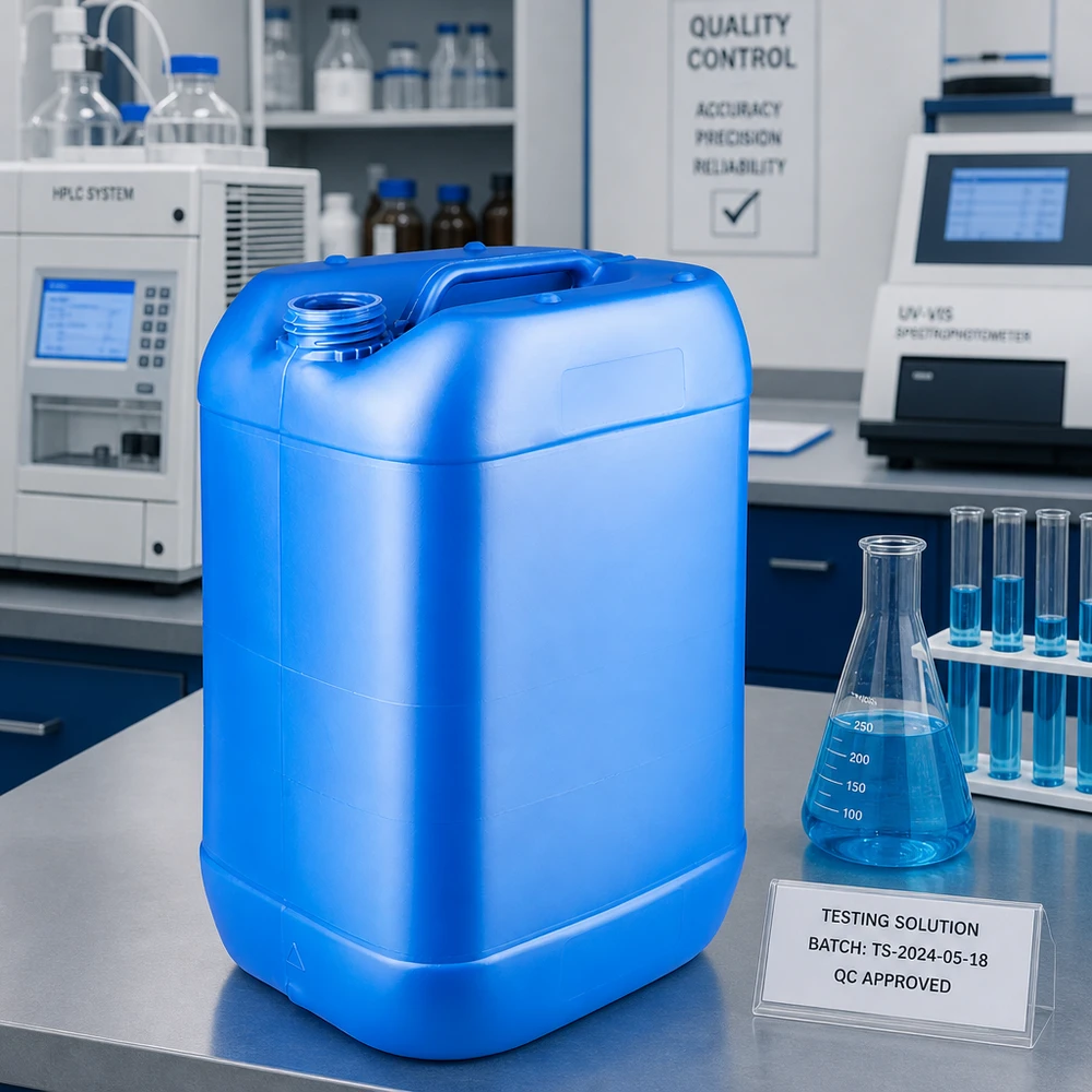 Recipiente empilhável de 25 litros, azul, sem tampa, ideal para produtos químicos e soluções de laboratório