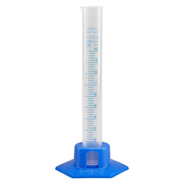 Proveta graduada de 10 ml em polipropileno com base azul Proveta graduada de 10 ml em polipropileno com base azul