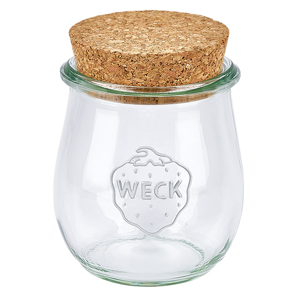 Frasco de tulipa de 220ml WECK RR60 com cortiça natural