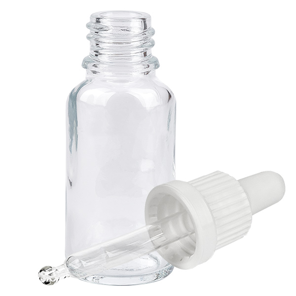 Frasco pipeta de 20 ml branco com fecho inviolável ClearLine UT18/20 Frasco pipeta de 20 ml branco com fecho inviolável ClearLine UT18/20