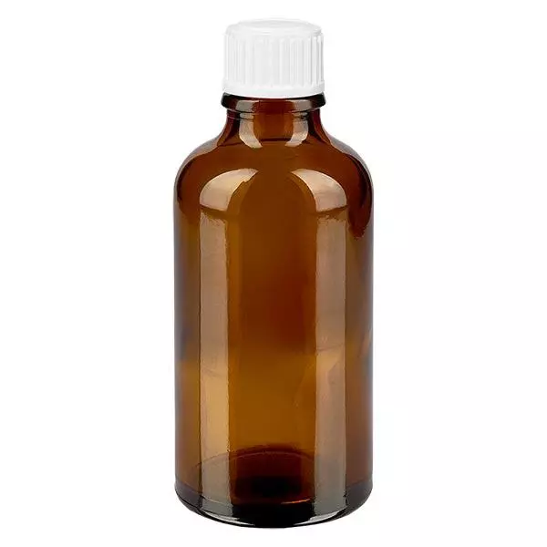 Frasco de farmácia castanho 50ml tampa de rosca branca globules standard Frasco de farmácia castanho 50ml tampa de rosca branca globules standard