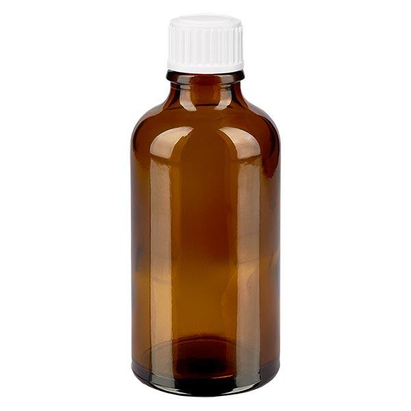 Frasco de farmácia castanho 50ml tampa de rosca branca globules standard Frasco de farmácia castanho 50ml tampa de rosca branca globules standard
