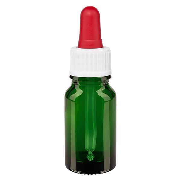 Frasco de farmácia verde 10ml pipeta branco/vermelho standard