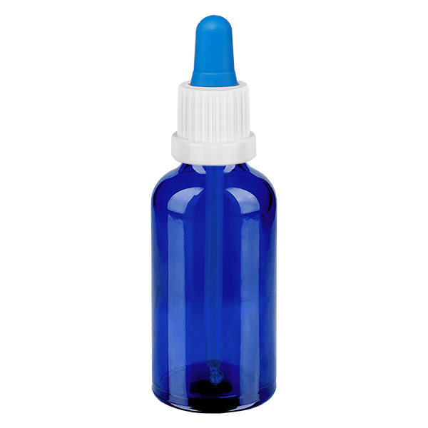 Frasco pipeta de 50ml branco/azul com tampa inviolável BlueLine UT18/50