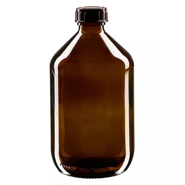 Frasco para medicamentos de 500ml castanho, com tampa castanha ApoGlas Frasco para medicamentos de 500ml castanho, com tampa castanha ApoGlas