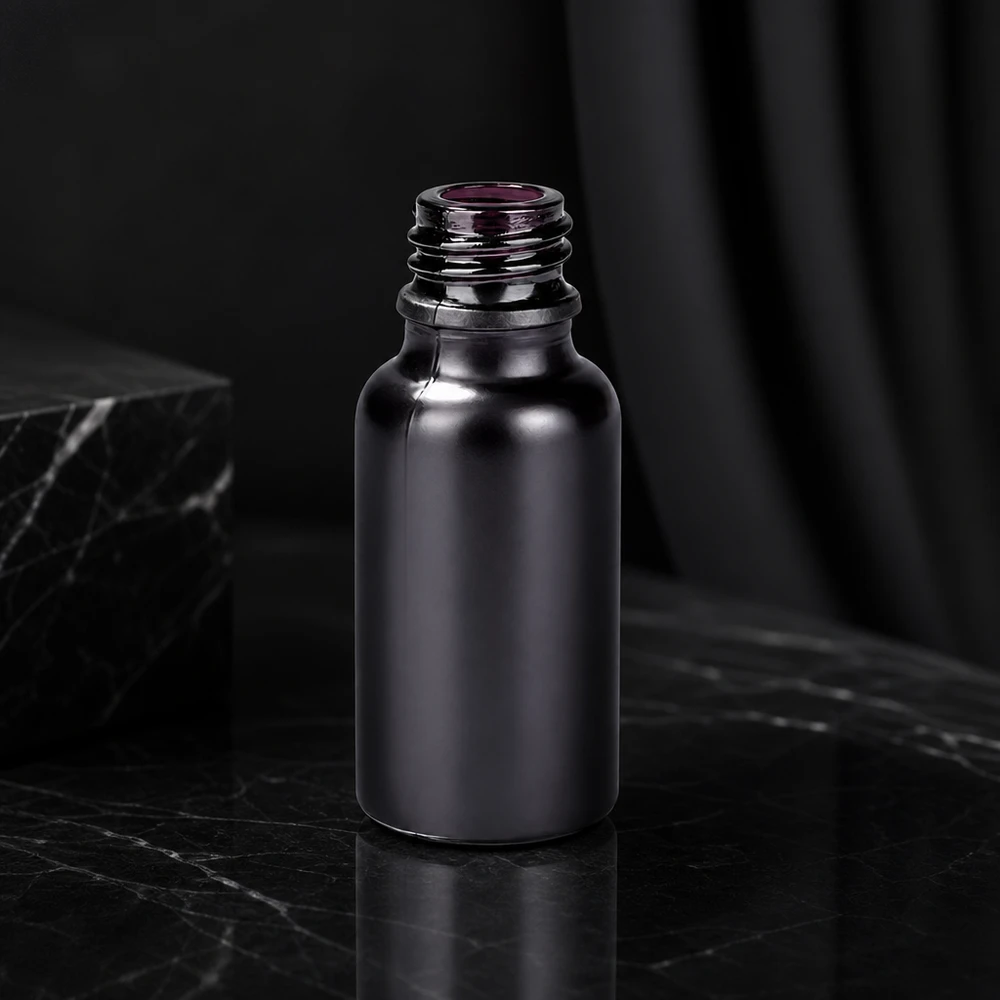 Frasco de farmacêutico elegante de 20 ml BlackLine com superfície mate e rosca UNiTWIST UT18/20