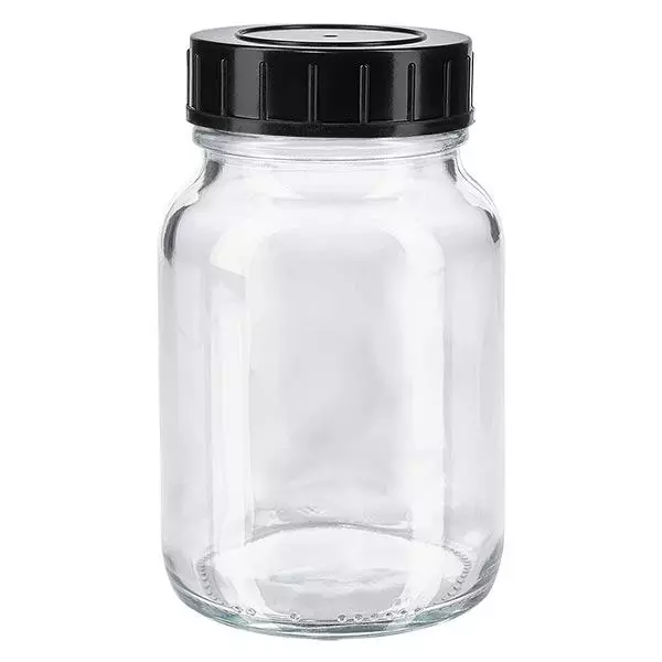 250ml Weithalsflasche Klarglas mit Schraubdeckel