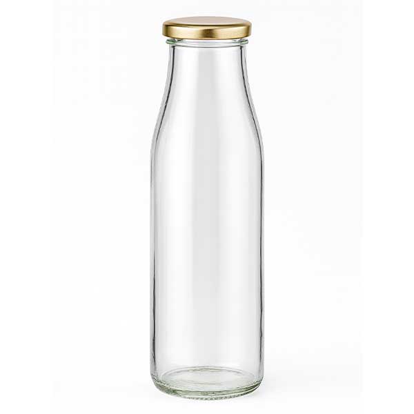 Garrafa de vidro de 500 ml + tampa BasicSeal dourada UNiTWIST