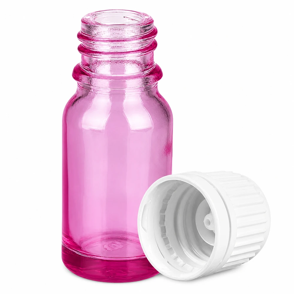 Frasco de 10ml com tampa de rosca de 11mm branca Originalidade tampa de rosca PurpleLine UT18/10 Frasco pequeno de vidro violeta de 10 ml com tampa branca prática para aromaterapia e cosmética