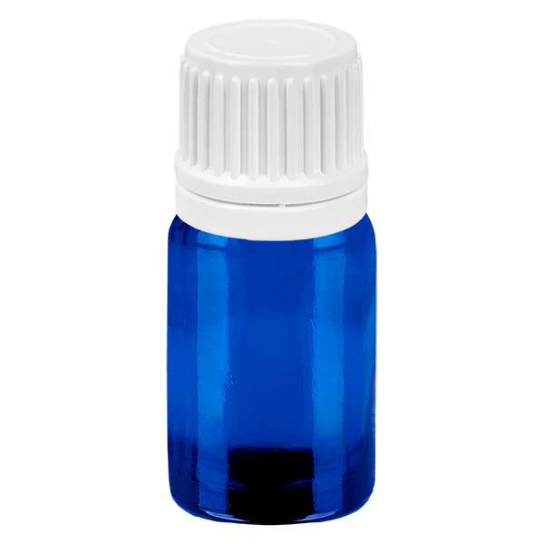 Frasco conta-gotas de 5 ml com tampa inviolável branca de 0,7 mm BlueLine UT18/5