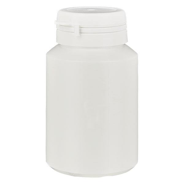 Caixa de cápsulas 100 ml branca com fecho inviolável Jaycap branco Caixa de cápsulas 100 ml branca com fecho inviolável Jaycap branco