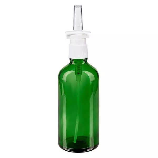 Frasco de farmácia verde 100ml spray nasal branco padrão Frasco de farmácia verde 100ml spray nasal branco padrão