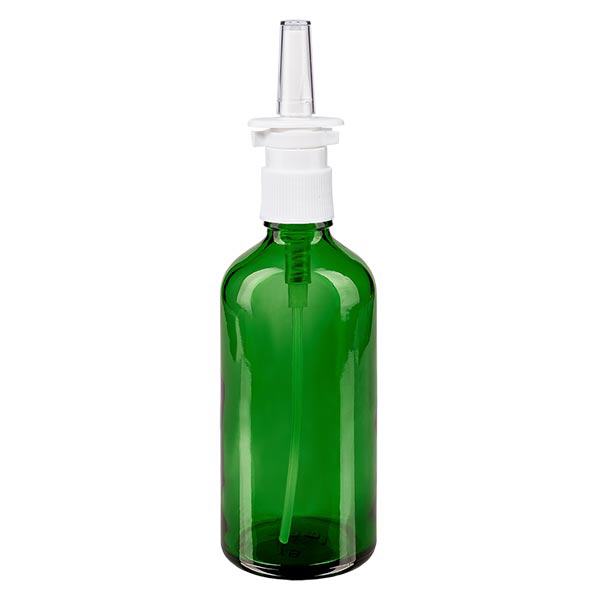 Frasco de farmácia verde 100ml spray nasal branco padrão Frasco de farmácia verde 100ml spray nasal branco padrão