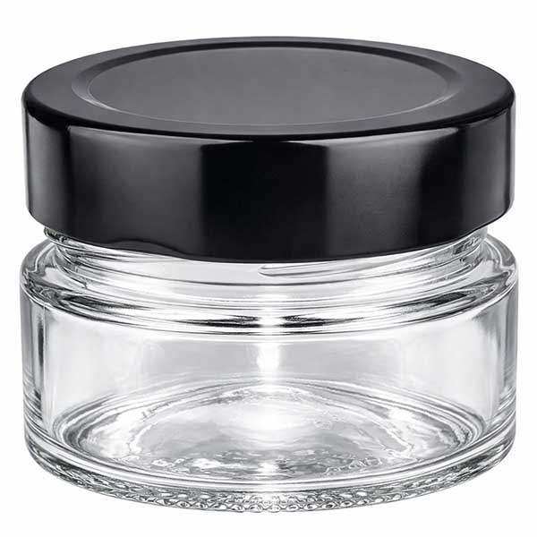 Frasco redondo de 80 ml com tampa BasicSeal preta UNiTWIST tampa transparente frasco de cosméticos vazio