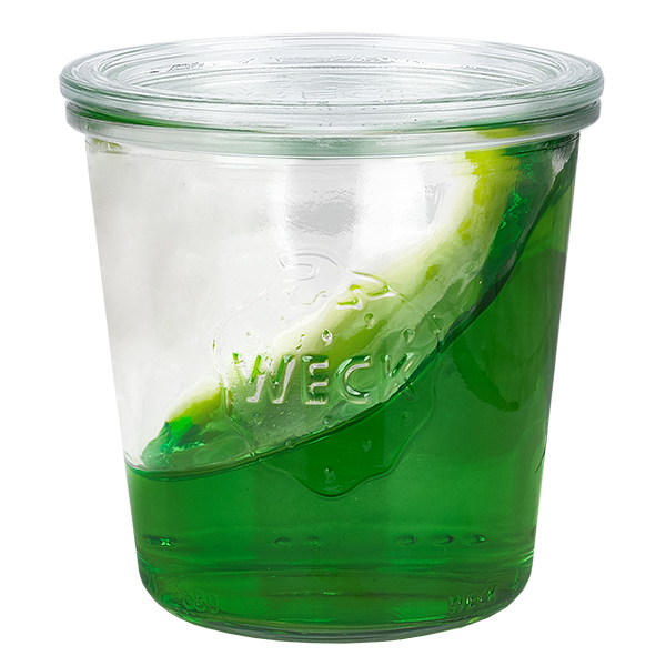 Conjunto de 18 copos de vidro Weck de 580ml com 18 tampas de vidro Conjunto de 18 copos de vidro Weck de 580ml com 18 tampas de vidro
