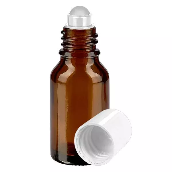 Frasco de farmácia castanho 30ml tampa roll-on branca Frasco de farmácia castanho 30ml tampa roll-on branca