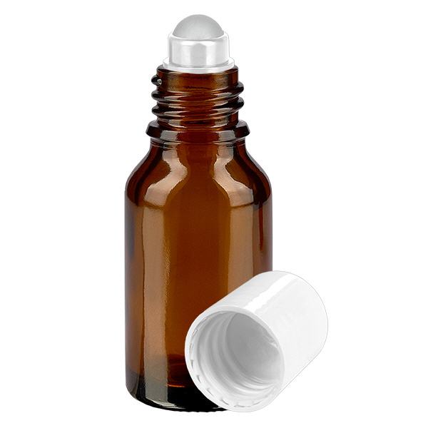 Frasco de farmácia castanho 30ml tampa roll-on branca Frasco de farmácia castanho 30ml tampa roll-on branca