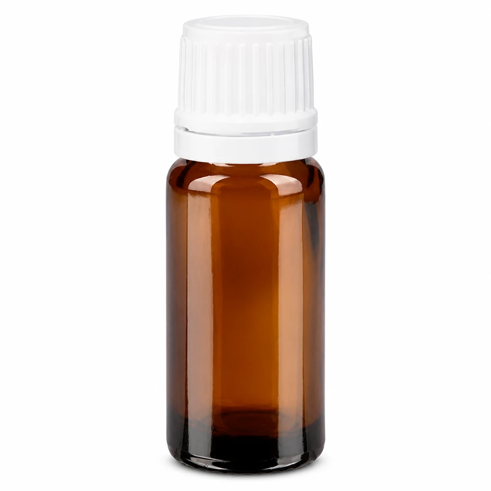 Frasco de farmácia castanho 10ml tampa conta-gotas 1.2mm tampa inviolável branca Frasco de vidro castanho de farmácia de 10 ml com tampa conta-gotas branca OV e abertura de 0,7 mm