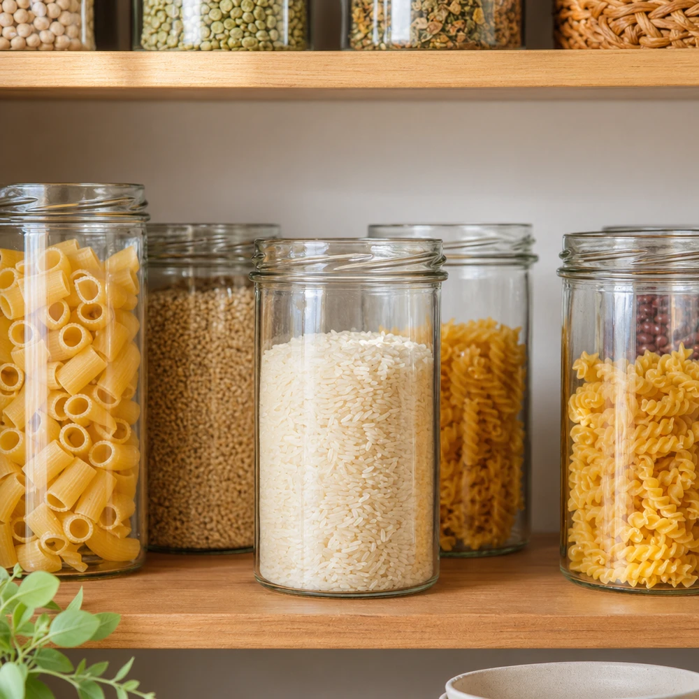 Copos de vidro de 435ml sem tampa (TO82) UNiTWIST Frascos UNiTWIST Sturz435 435ml TO82 para armazenamento organizado de massa, arroz e cereais em despensas
