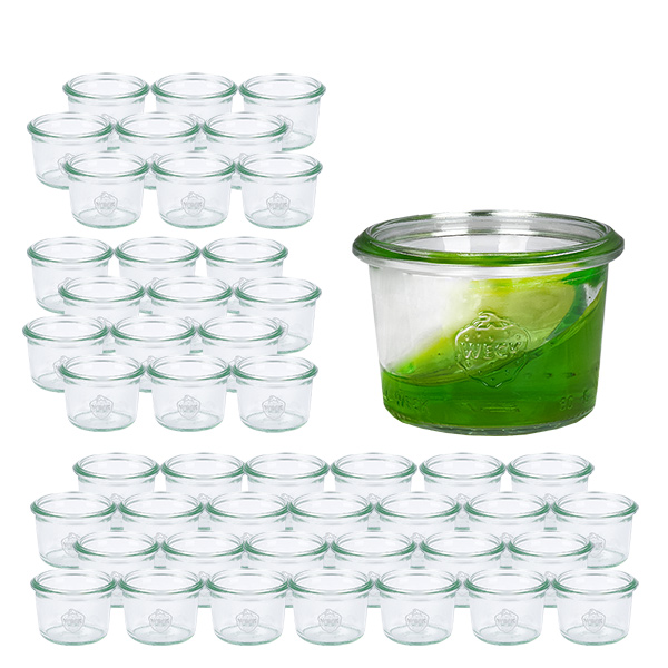 Conjunto de 48 copos de vidro Weck de 80ml Conjunto de 48 copos de vidro Weck de 80ml