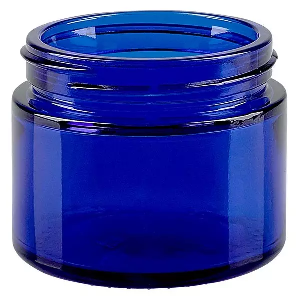 Frasco de vidro de 50ml. azul royal sem tampa, rosca 52mm ApoGlas Frasco de vidro de 50ml. azul royal sem tampa, rosca 52mm ApoGlas