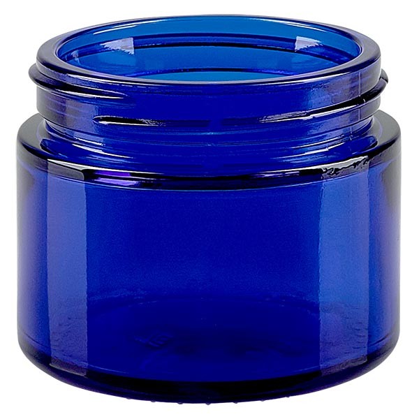 Frasco de vidro de 50ml. azul royal sem tampa, rosca 52mm ApoGlas Frasco de vidro de 50ml. azul royal sem tampa, rosca 52mm ApoGlas