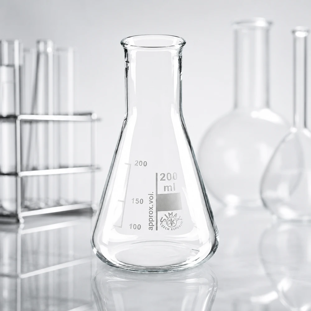 Erlenmeyer 200ml com gargalo estreito