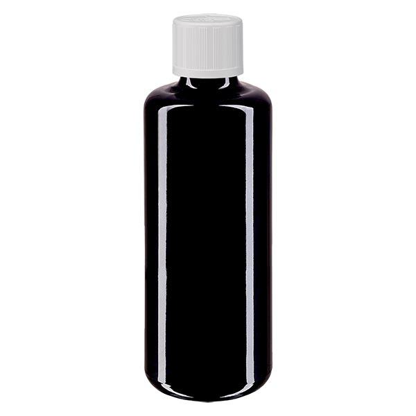 Frasco de farmácia violeta 100ml tampa de conta-gotas branco padrão de segurança para crianças