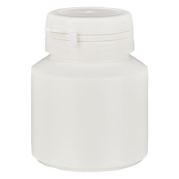 Caixa de cápsulas 30 ml branca com fecho inviolável Jaycap branco Caixa de cápsulas 30 ml branca com fecho inviolável Jaycap branco