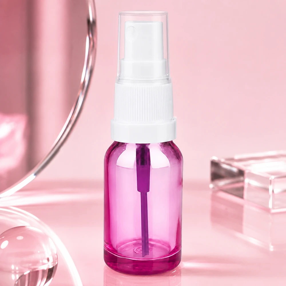 Frasco de spray de 10 ml branco/transparente Standard PurpleLine UT18/10 Frasco de spray elegante de 10 ml com design Purple Line e tampa branca para aplicações de beleza