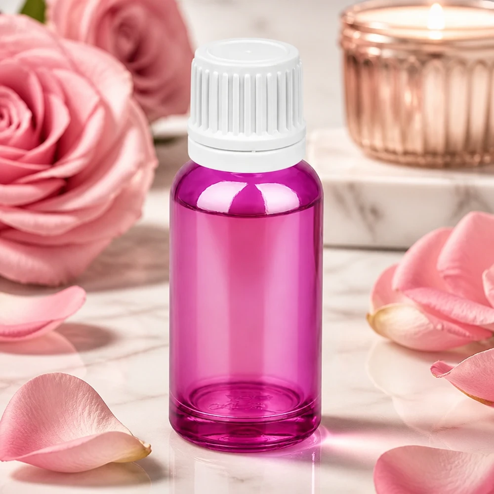 Frasco conta-gotas de 20 ml com tampa de rosca de 0,7 mm branca Originalidade PurpleLine UT18/20 Frasco conta-gotas PurpleLine de 20 ml com abertura de dosagem precisa de 0,7 mm para cosméticos e aromaterapia