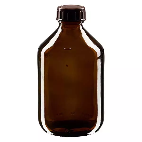 Frasco de medicamento de 300ml castanho, com tampa ApoGlas castanha Frasco de medicamento de 300ml castanho, com tampa ApoGlas castanha