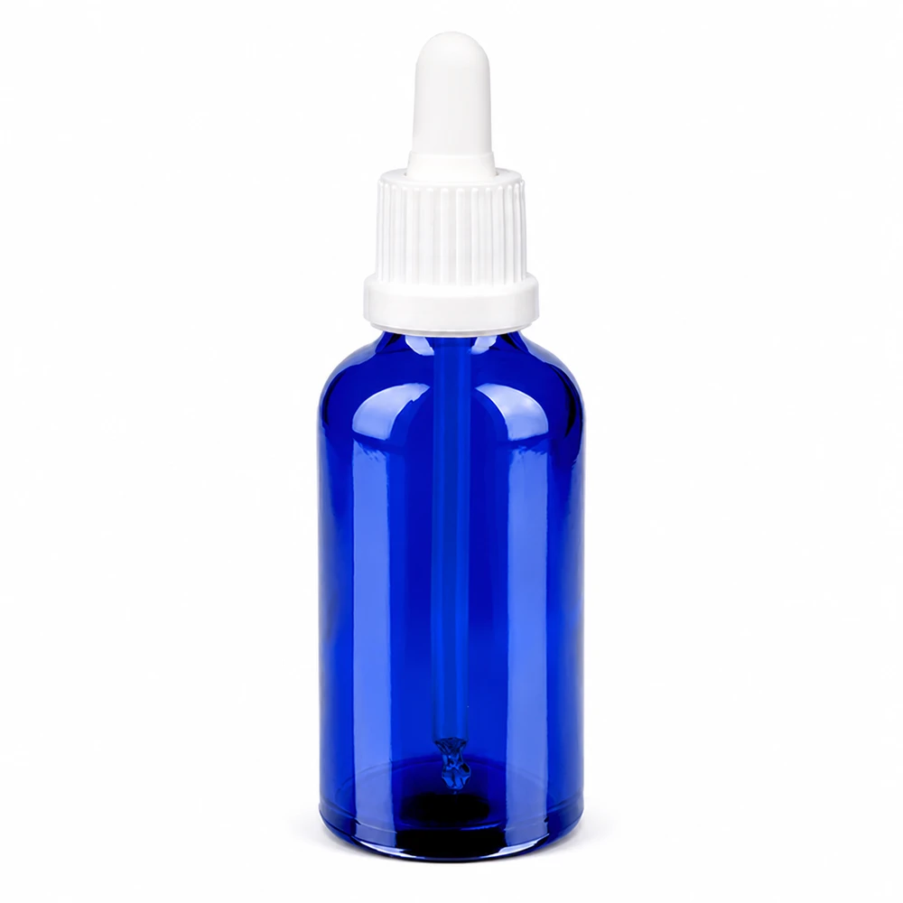 Frasco de pipeta de 50 ml azul com tampa branca OV BlueLine UT18/50 para dosagem precisa